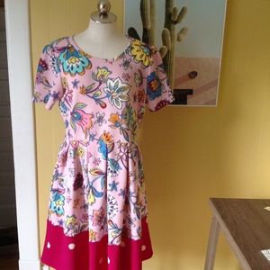 Lularoe Amelia floral and polka dot 2xl unicorn